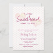 Little Sweetheartがピンクの赤ちゃんシャワーに向かっている 招待状 (正面)
