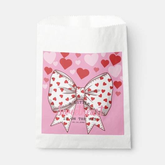 Little Sweetheartはピンクの赤ちゃんシャワーの途中にある フェイバーバッグ (正面)