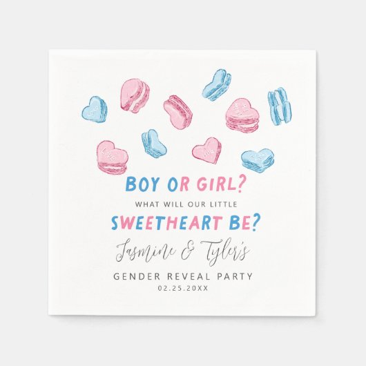 Little Sweetheartバレンタインハートジェンダー・リビール スタンダードカクテルナプキン (正面)