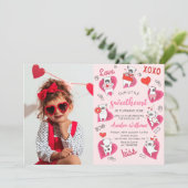 Little Sweetheartバレンタインパピー誕生日写真 招待状 (スタンド正面)