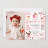 Little Sweetheartバレンタインパピー誕生日写真 招待状 (正面)