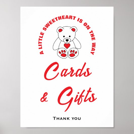 Little Sweetheartベビーシャワーカード&ギフトサイン ポスター (正面)