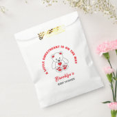 Little Sweetheart赤ちゃんシャワー赤い白テディベア フェイバーバッグ (封をした状態)