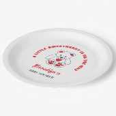 Little Sweetheart赤ちゃんシャワー赤い白テディベア ペーパープレート (アングル)