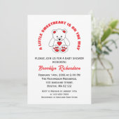 Little Sweetheart 赤白テディベア ベビーシャワー 招待状 (スタンド正面)