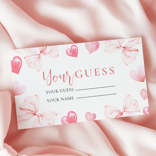 Little Sweetheart Answer Card Pink Bow Baby Shower エンクロージャーカード