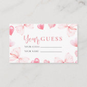 Little Sweetheart Answer Card Pink Bow Baby Shower エンクロージャーカード (正面)