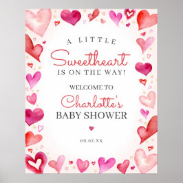 Little Sweetheart Baby Showerウェルカムサイン ポスター