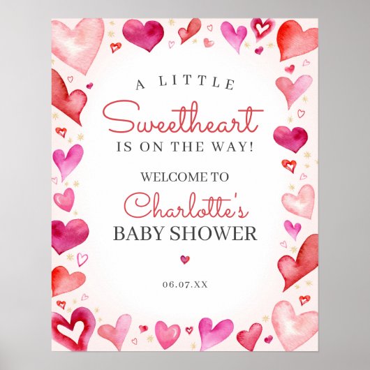 Little Sweetheart Baby Showerウェルカムサイン ポスター (正面)