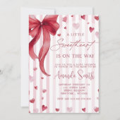Little Sweetheart Baby Shower Bow Invitation 招待状 (正面)