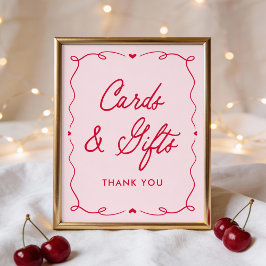 Little Sweetheart Baby Shower Cards and Gifts Sign ポスター