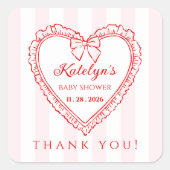 Little Sweetheart Baby Shower Thank You Sticker スクエアシール (正面)