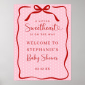 Little Sweetheart Baby Shower Welcome Poster Sign ポスター (正面)