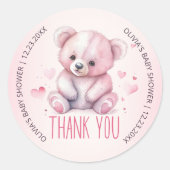 Little sweetheart bearベビーシャワーありがとう ラウンドシール (正面)