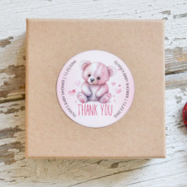 Little sweetheart bearベビーシャワーありがとう ラウンドシール