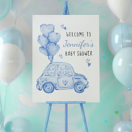 Little Sweetheart Blue Car and Balloons Welcome ポスター