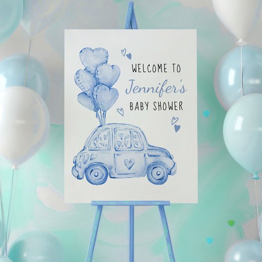 Little Sweetheart Blue Car and Balloons Welcome ポスター