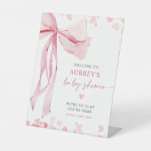 Little Sweetheart Bow Baby Showerウェルカムサイン 台座サイン (正面)