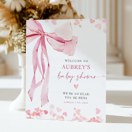 Little Sweetheart Bow Baby Showerウェルカムサイン 台座サイン