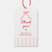 Little Sweetheart Bow Baby Shower ギフトタグ (正面)