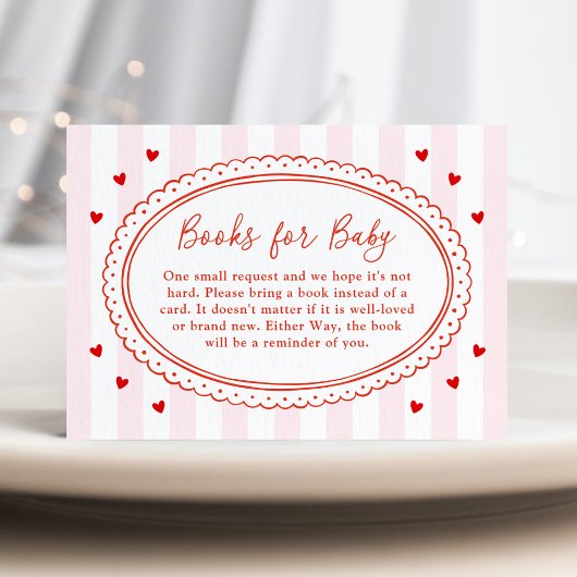 Little Sweetheart Bow Baby Shower Books for Baby エンクロージャーカード