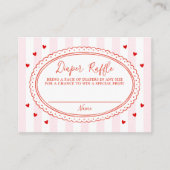 Little Sweetheart Bow Baby Shower Diaper Raffle エンクロージャーカード (正面)