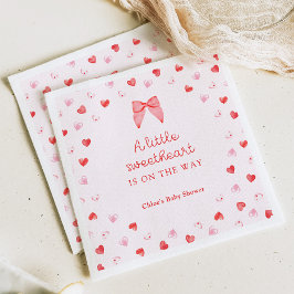 Little Sweetheart Bow Baby Shower Invitation スタンダードカクテルナプキン