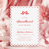 Little Sweetheart Bow Baby Shower Invitation 招待状