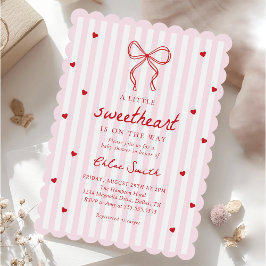 Little Sweetheart Bow Baby Shower Invitation 招待状