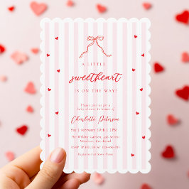 Little Sweetheart Bow Baby Shower Invitation 招待状