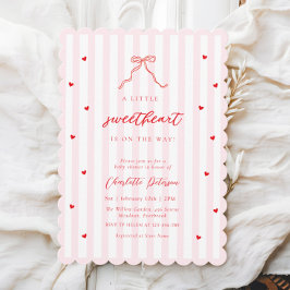 Little Sweetheart Bow Baby Shower Invitation 招待状