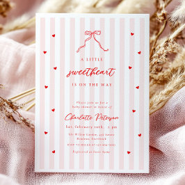Little Sweetheart Bow Baby Shower Invitation 招待状