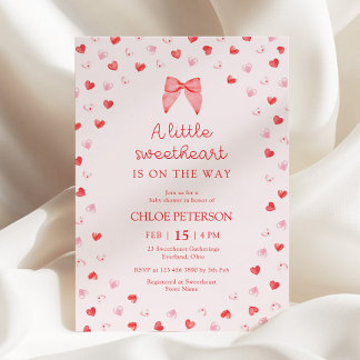Little Sweetheart Bow Baby Shower Invitation 招待状