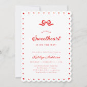 Little Sweetheart Bow Baby Shower Invitation 招待状 (正面)