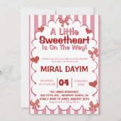 Little Sweetheart Bow Baby Shower Invitation 招待状 (正面)
