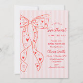 Little Sweetheart Bow Baby Shower Invitation 招待状 (正面)