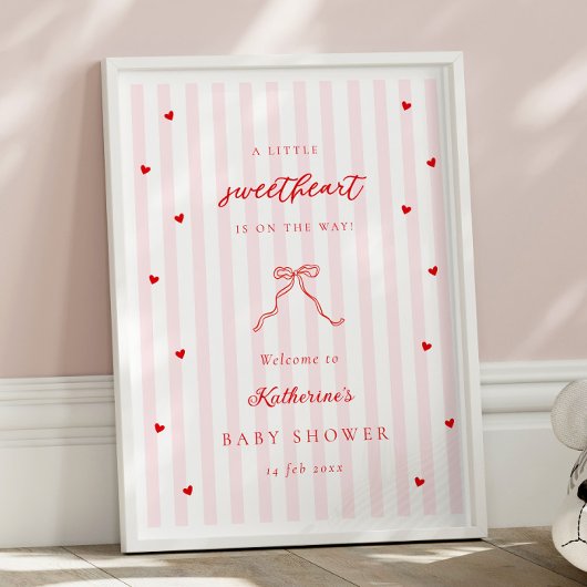 Little Sweetheart Bow Baby Shower Welcome Poster ポスター