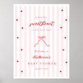 Little Sweetheart Bow Baby Shower Welcome Poster ポスター (正面)