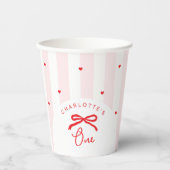 Little Sweetheart Bow Coquette 1st Birthday 紙コップ (正面)