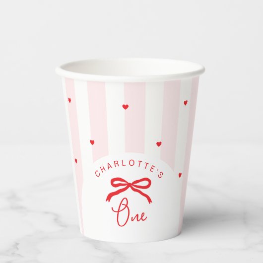 Little Sweetheart Bow Coquette 1st Birthday 紙コップ (正面)