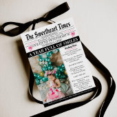 Little Sweetheart Bow First 1st Birthday photo 招待状