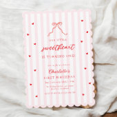 Little Sweetheart Bow First Birthday Invitation 招待状
