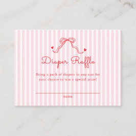Little Sweetheart Bow Pink Stripes Diaper Raffle エンクロージャーカード
