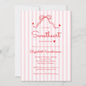 Little Sweetheart Bow Pink Valentine's Baby Shower 招待状 (正面)