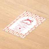 Little Sweetheart Bow Valentines Baby Shower アクリル招待状 (レイダウン)