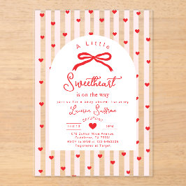 Little Sweetheart Bow Valentines Baby Shower アクリル招待状