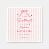 Little Sweetheart Bow Valentine's Baby Shower スタンダードカクテルナプキン (正面)