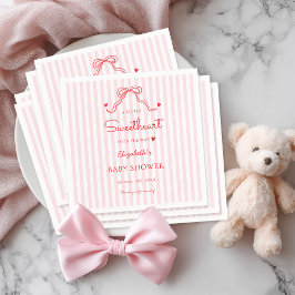 Little Sweetheart Bow Valentine's Baby Shower スタンダードカクテルナプキン