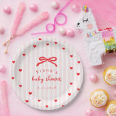 Little Sweetheart Bow Valentines Baby Shower ペーパープレート (パーティー)