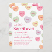 Little Sweetheart candies Valentines Day誕生日 招待状 (正面/裏面)